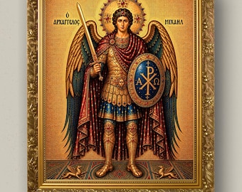 Archangel Michael Icon Print | Byzantine Orthodox Wall Art | Archangel Michael Painting | Digital Download