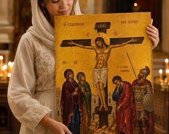 Crucifixion of Jesus Christ | Orthodox Byzantine Icon | Christian Printable Wall Art | Good Friday Digital Download