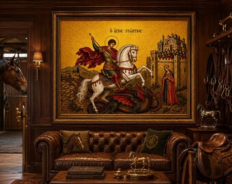 Saint George Orthodox Icon Printable | Byzantine Wall Art | Christian Home Decor | Digital Download