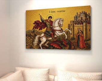 Saint George Orthodox Icon Print | Byzantine Dragon Slayer Art | Christian Home Decor | Orthodox Gift | Digital Download