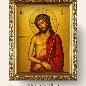 Stampa dell'icona di Cristo Sposo / Arte ortodossa bizantina della Settimana Santa / Arte della preghiera di Ninfi / Download digitale