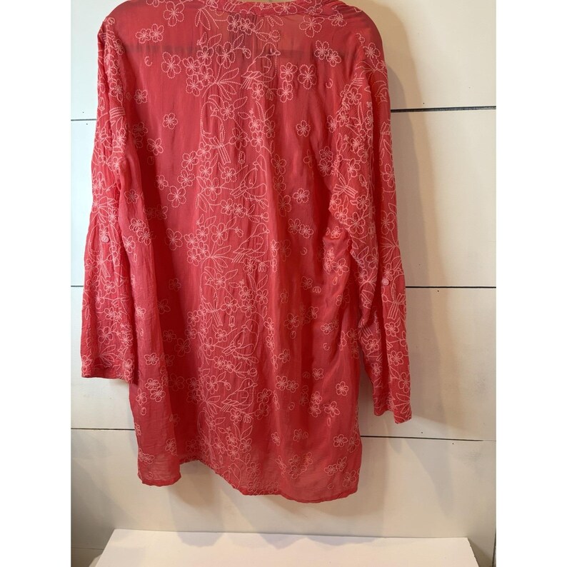 Johnny Was Embroidery Front & Back Large. Tangerine Tunic/Dress Bohemian Style image 3