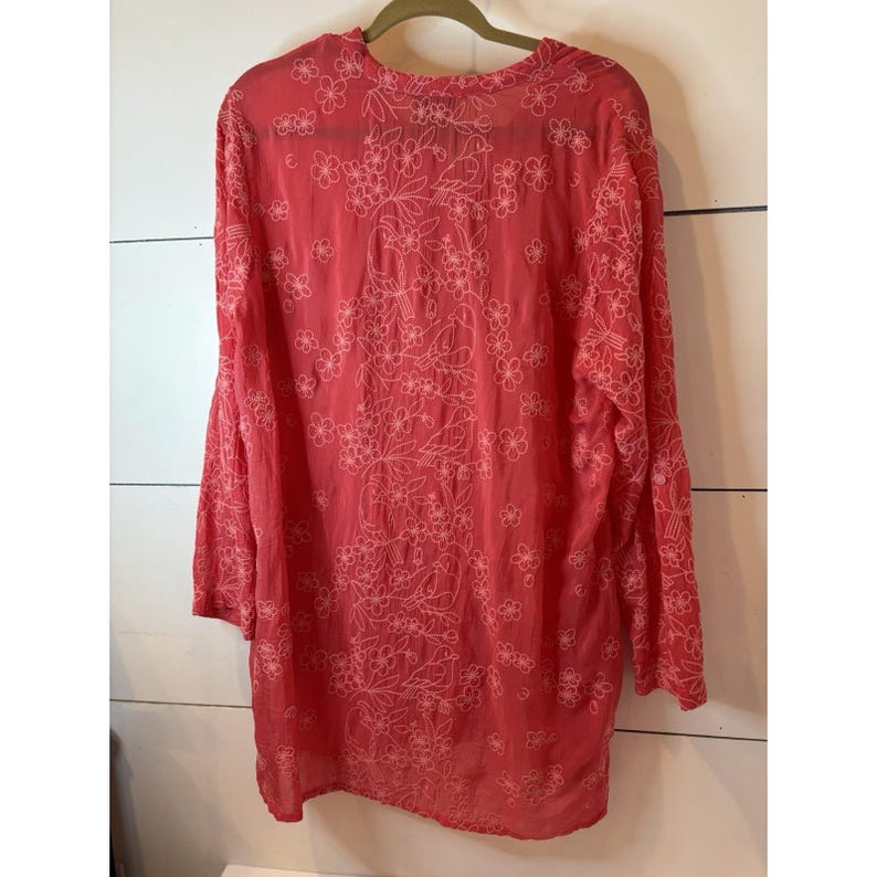 Johnny Was Embroidery Front & Back Large. Tangerine Tunic/Dress Bohemian Style image 5