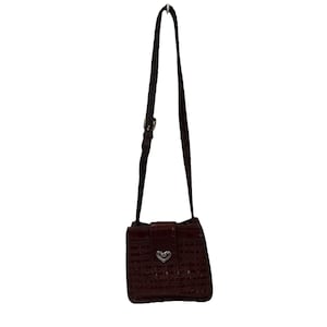 Brighton Brown Embossed Shoulder Bag with Woven and Heart Accents image 1