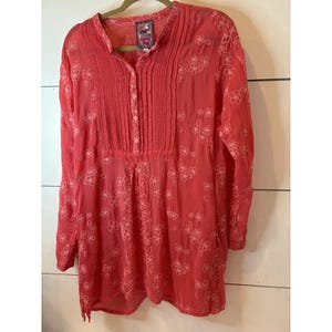 Johnny Was Embroidery Front & Back Large. Tangerine Tunic/Dress Bohemian Style image 1