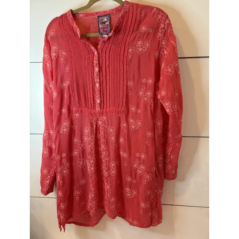 Johnny Was Embroidery Front & Back Large. Tangerine Tunic/Dress Bohemian Style image 1