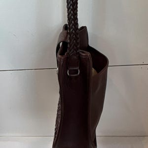 Brighton Brown Embossed Shoulder Bag with Woven and Heart Accents image 4