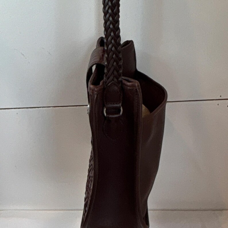 Brighton Brown Embossed Shoulder Bag with Woven and Heart Accents image 4