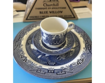 Blue Willow Churchill Vintage Dishes 3piece Made In England