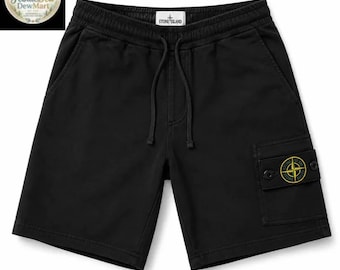 Pantaloncini cargo neri da uomo Stone Island, streetwear di lusso // Pantaloncini estivi casual in cotone firmati