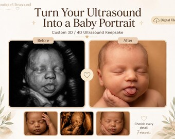Custom Ultrasound Baby Portrait, 3D 4D Scan to Realistic Baby Image, Pregnancy Keepsake, New Mom Gift