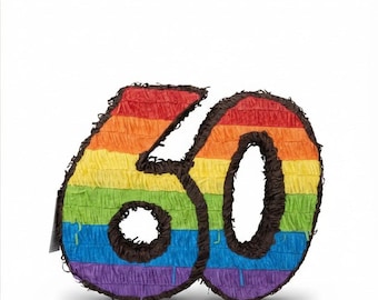 Piñata numero 60 – Arcobaleno colorato per compleanno o anniversario