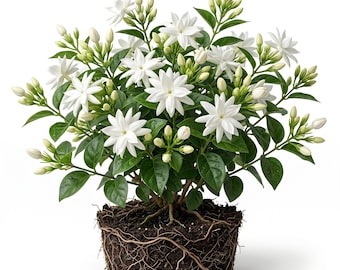 Belle of India Jasmine Plant White Double Jasmine Vine,Jasminum Sambac Well Root, 5-7"Tall, No Pot