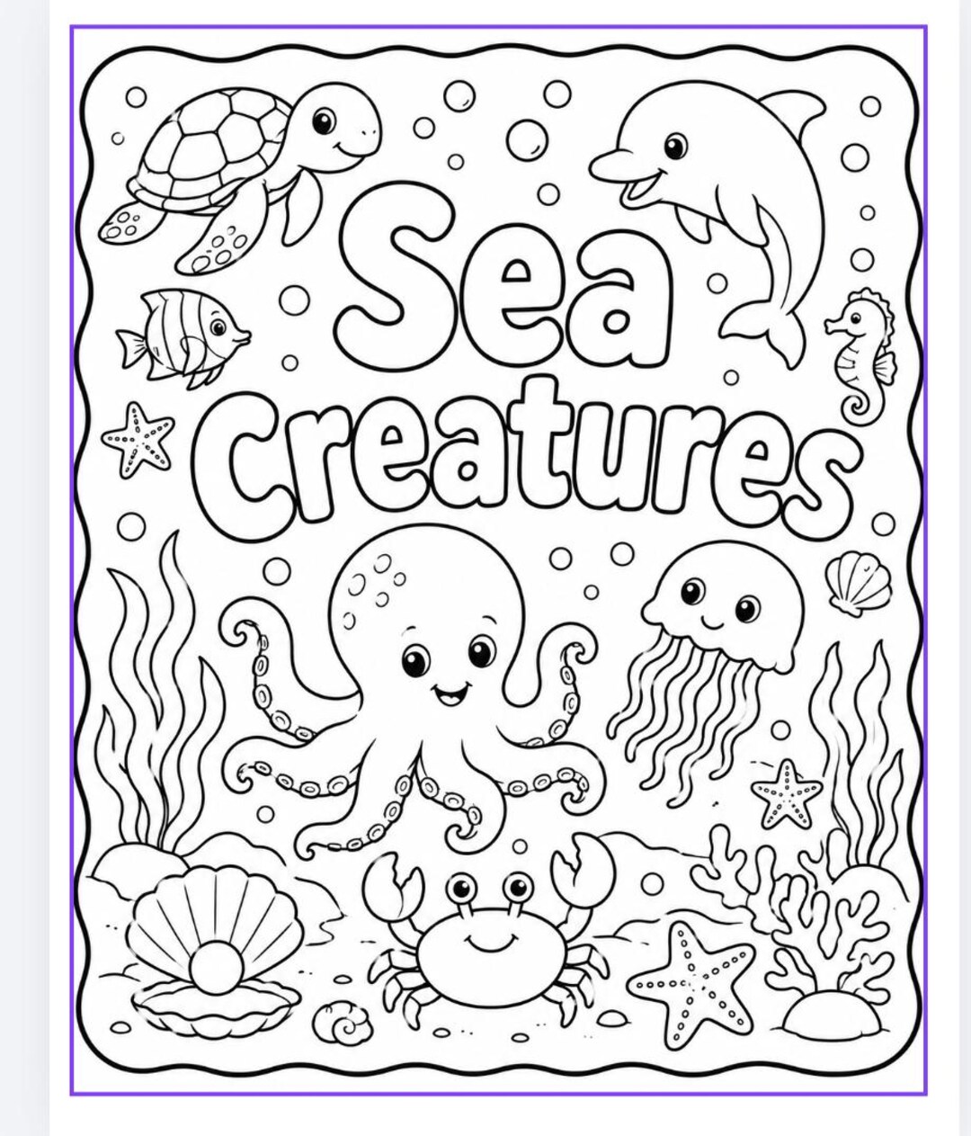 Sea Creatures Coloring Book for Kids | Ocean Animals Printable Activity ...