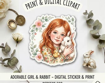 Osterhase Clipart, Osterdekoration, PNG Aufkleber, Osterdekoration (digitaler Download)