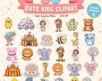 Plimplim Clipart SVG PNG Bundle, Birthday Party Graphic, Clown Backdrop Files (Digital Download)