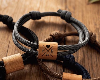 Custom Engraved Wood Bracelet, Adjustable Travel Jewelry, Personalized Gift for Family, Father's Day Gift