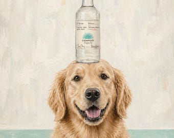 Ritratto personalizzato del tuo animale domestico - DOWNLOAD DIGITALE / Il tuo animale domestico + la tua bottiglia/bar preferita - Stampa artistica da foto