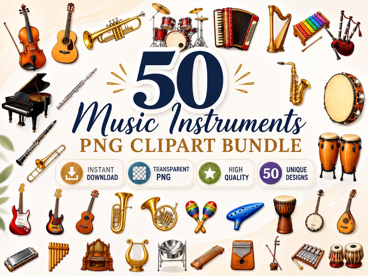 Advanced Instruments Png 50 Music Instruments PNG Clipart Bundle, Musical Instrument Clipart ...