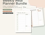 Weekly Meal Planner PDF Bundle, Fillable Meal Plan Template, Printable Grocery List, Monday Start, Digital Download