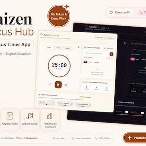 HTML-bestand van de Focus Timer-app | Pomodoro-timer, taaktracker, omgevingsgeluiden, productiviteitstool, digitale download