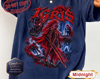 Comfort Colors Igris-tröja, Igris den blodröda befälhavaren-tröja, Solo Leveling Gamer-tröja, Shadow Monarch Anime-gåva