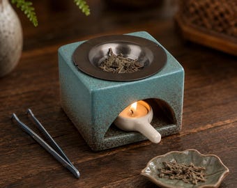 Handmade Ceramic Wax Melt Burner, Essential Oil Burner, Tealight Wax Warmer, Housewarming Gift for her,Modern Home Fragrance Diffuser Decor