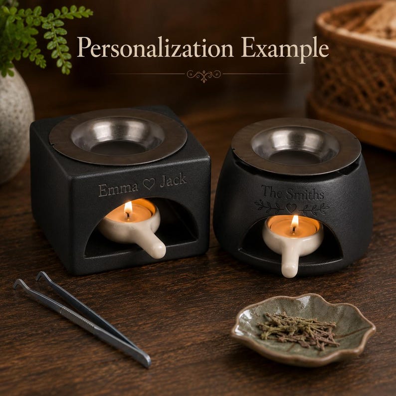 Handmade Ceramic Wax Melt Burner, Essential Oil Burner, Tealight Wax Warmer, Housewarming Gift for her,Modern Home Fragrance Diffuser Decor image 6