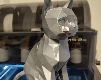Katt | Låg poly dekorativ staty