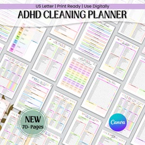 ADHD Cleaning Planner Bundle, Printable Home Tasks Schedule, Family Chore Chart (PDF Download)