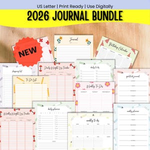 Ultimate 2026 Life Journaling Bundle, Printable Daily, Weekly & Monthly Organizer, Wellness, Health and Finance Trackers, US Letter