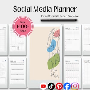 Social Media Planner for reMarkable Pro Move | 2026 Dated Digital Planner | Instagram TikTok Content Calendar Goals