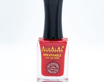 Halal Atmungsaktiver Gel-Nagellack Rot Weiß | Vegane Tierversuchsfreie glänzende Nagelfarbe