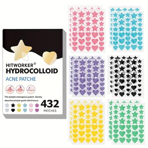 432PCS Colorful Star Shaped Pimple Patches Invisible Acne Cover Hydrocolloid Spot Stickers for Face Care