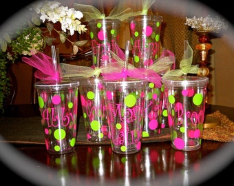 Personalized 16 ounce Tumbler with lid and straw.