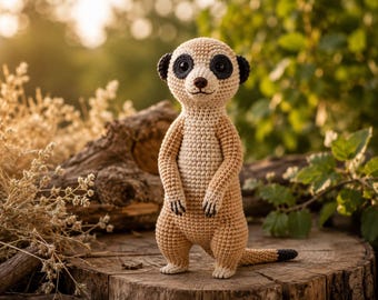 Gehaakte stokstaartje patroon pdf, amigurumi stokstaartje pluche tutorial, schattige dieren haakpatroon, DIY handgemaakte speelgoed digitale download
