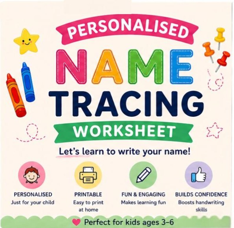 Personalised Name Tracing Worksheet | Kids Handwriting Practice (PDF ...
