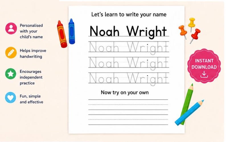 Personalised Name Tracing Worksheet | Kids Handwriting Practice (PDF ...