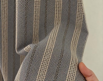 Cortinas de lino a rayas azules, cortinas texturizadas de estilo campestre francés, paneles de ventana personalizados para casas de campo, cortinas rústicas de gran peso para casas de campo.