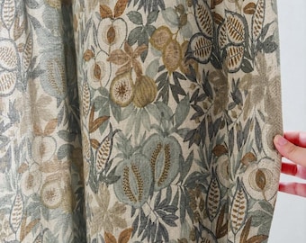 Cortinas con estampado botánico de frutas, cortinas florales verde salvia, cortinas vintage estampadas, cortinas a medida, cortinas para sala de estar, cortinas para dormitorio.
