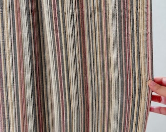 Cortinas a rayas multicolores, cortinas tejidas a medida, paneles de cortinas vintage rojas, negras y beige, cortinas de gran peso para ventanas, cortinas con bolsillo para barra.