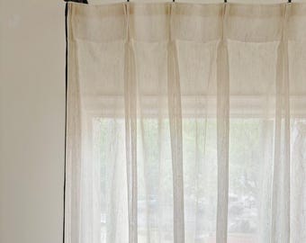 Schwarze Trim Leinen Gardinen, semi Sheer Leinenmischung Vorhänge, Elfenbein Bauernhaus Vorhänge, Französisch Land Fenster Paneele, Benutzerdefinierte Vorhänge.