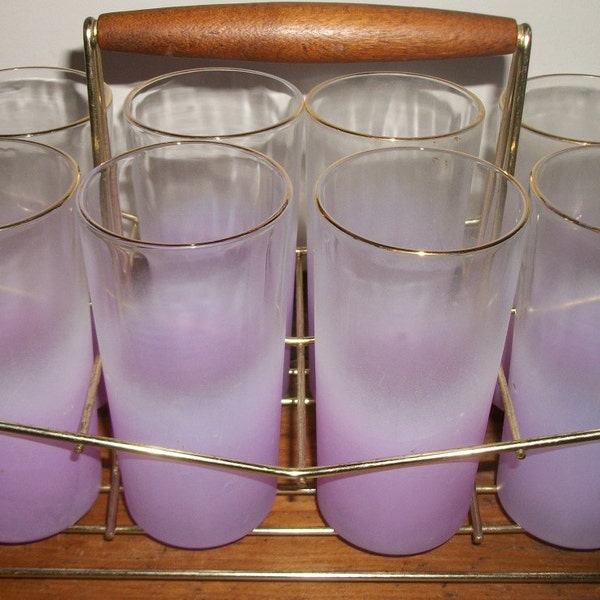 8 Spectacular Blendo Style Lavender Tall Drinking Glasses with Caddy