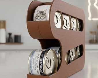 Organizzatore per lattine di cibo per gatti / Dispenser a gravità per animali domestici, contenitore da cucina, regalo ideale per amanti dei gatti