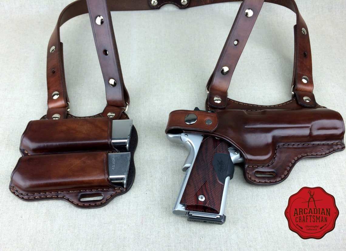 Handmade 1911 Shoulder Holster with Magazine Carrier Custom Etsy