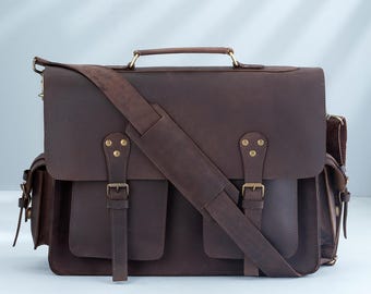 Borsa da medico in vera pelle, borsa per laptop in vera pelle, borsa a tracolla in pelle con tasca per laptop, borsa medica in pelle, regalo perfetto per lui