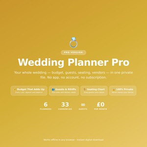 Wedding Planner Pro — Budget, Guest List, Vendors & Checklist Tracker