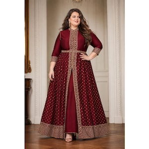 Burgundy Suit Plus Size