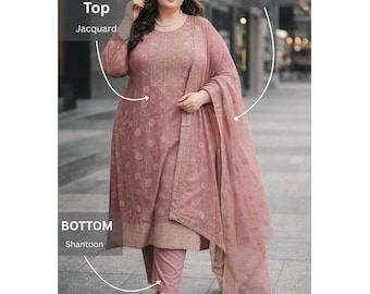 Pakistani Suit Salwar Kameez Pant Set for Women, Plus Size Indian Dress, Stylish Party Wear Outfit with Silk Soft Organza Dupatta