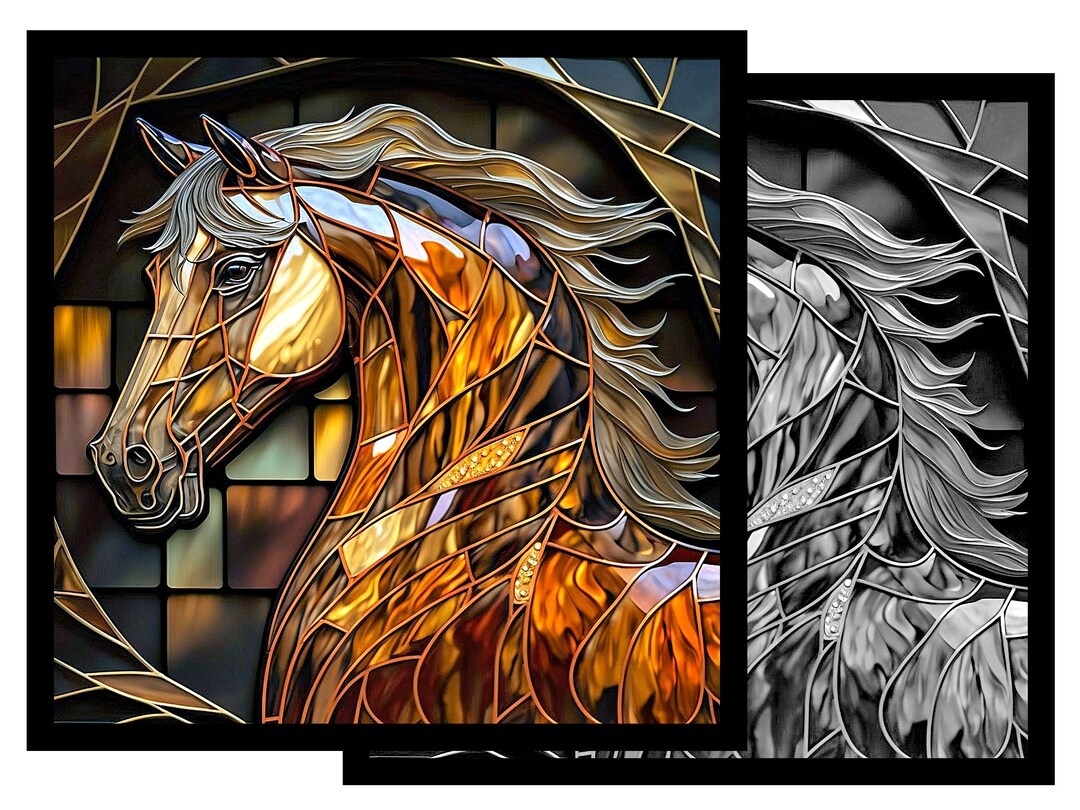 Horse Stained Glass Pattern Print Download Digital (Download Now) - Etsy